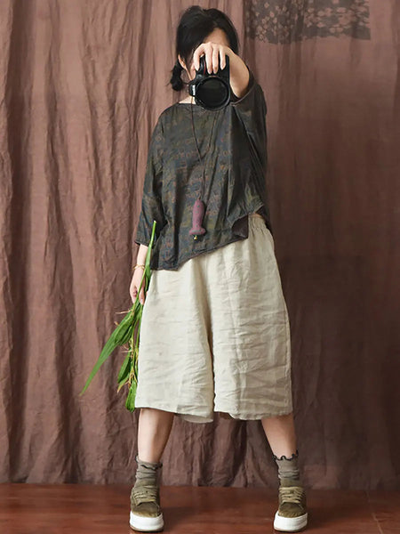 Women Vintage Spring Stripe Flower Cotton Shirt Ada Fashion