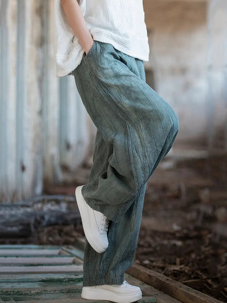 Women Vintage Winter Tie-dye Fleece-lined Harem Pants Ada Fashion