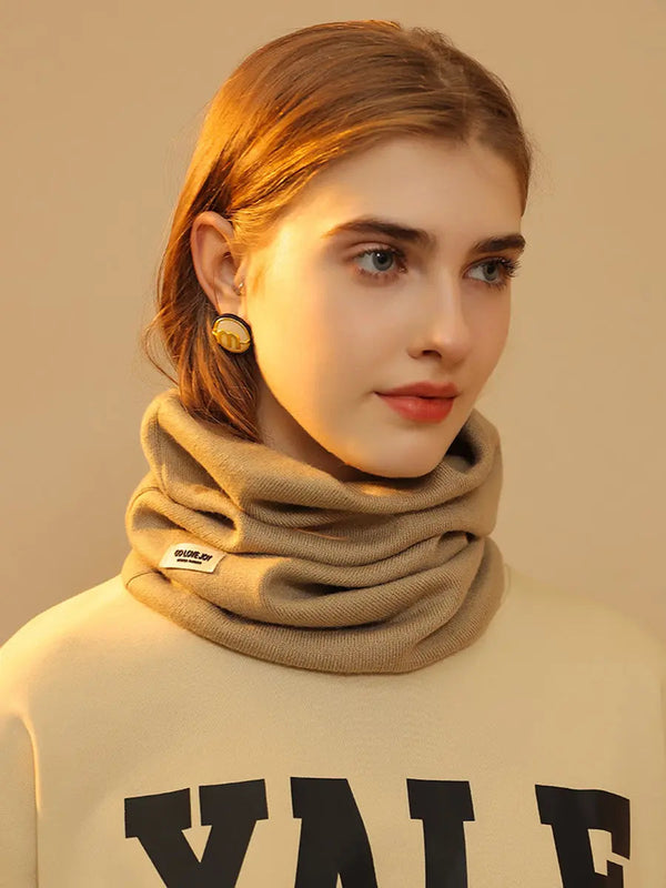 Women Warm Winter Knitted Solid Ear-Hanging Scarf Ada Fashion
