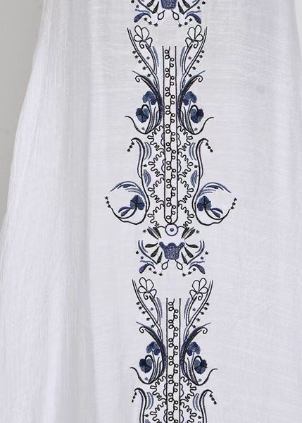 Women White V Neck Print Chiffon Vacation Dresses Summer LY1929