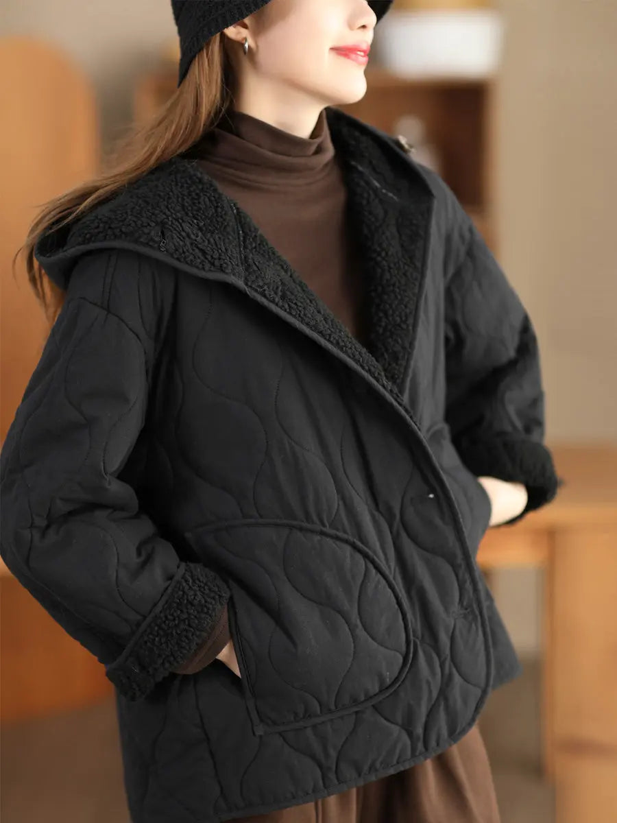 Women Winter Casual Fleece-lined Cotton Hooded Coat Ada Fashion