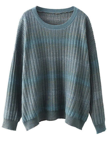 Women Winter Casual Tie-dye O-Neck Knitted Sweater Ada Fashion