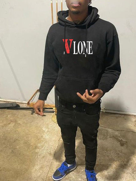 Men Letter Print Kangaroo Pocket Hoodie AT9071