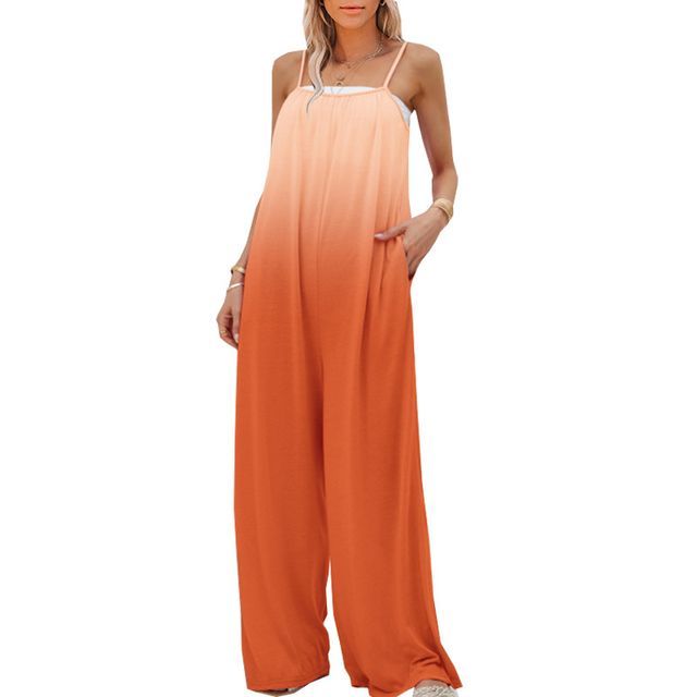 Spaghetti-Strap Gradient Wide Leg Jumpsuit YR4066