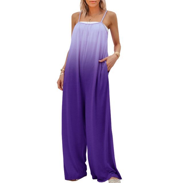 Spaghetti-Strap Gradient Wide Leg Jumpsuit YR4066