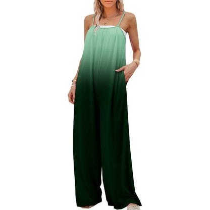 Spaghetti-Strap Gradient Wide Leg Jumpsuit YR4066