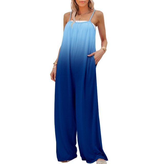 Spaghetti-Strap Gradient Wide Leg Jumpsuit YR4066