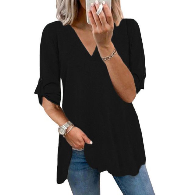 Short-Sleeve V-Neck Blouse CG8