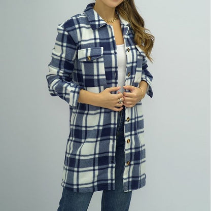 Plaid Single-Breasted Shirt Jacket CA1069