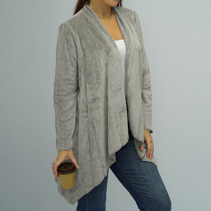 Asymmetrical Flannel Open Front Jacket CA1071