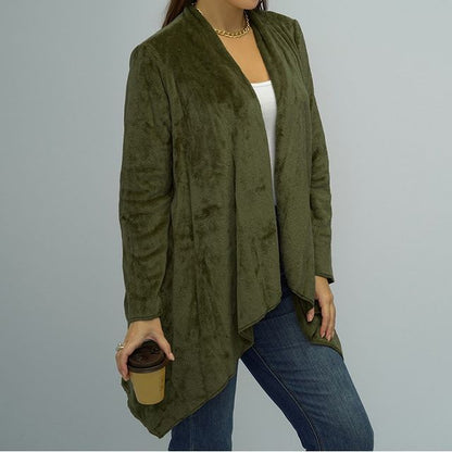 Asymmetrical Flannel Open Front Jacket CA1071