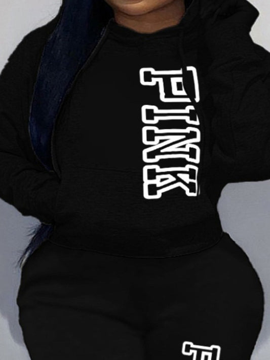 Pink Letter Print Hoodie AR7097