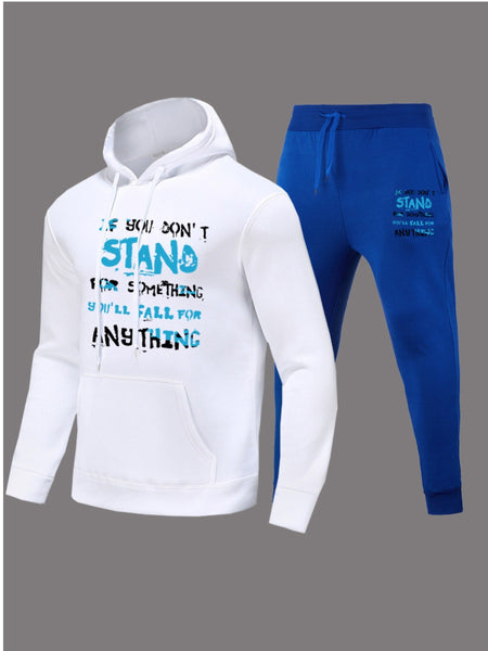 Letter Print Kangaroo Pocket Tracksuit Set AR5065