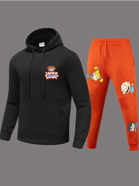 Plus Size Cartoon Letter Print Drawstring Sweatpants AT9018