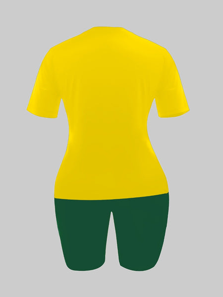 Plus Size Pink Letter Print Pants Set AR5057