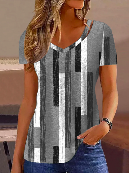 V Neck Casual Striped Shirt  mm294