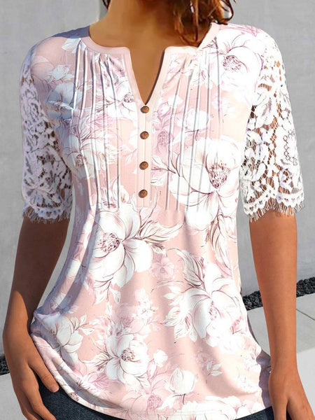 Chemise décontractée en jersey à fleurs QH85