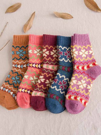1 Pcs Ethnic Rabbit Wool Heart Pattern Socks Sets Thickened Warm Accessories VT91