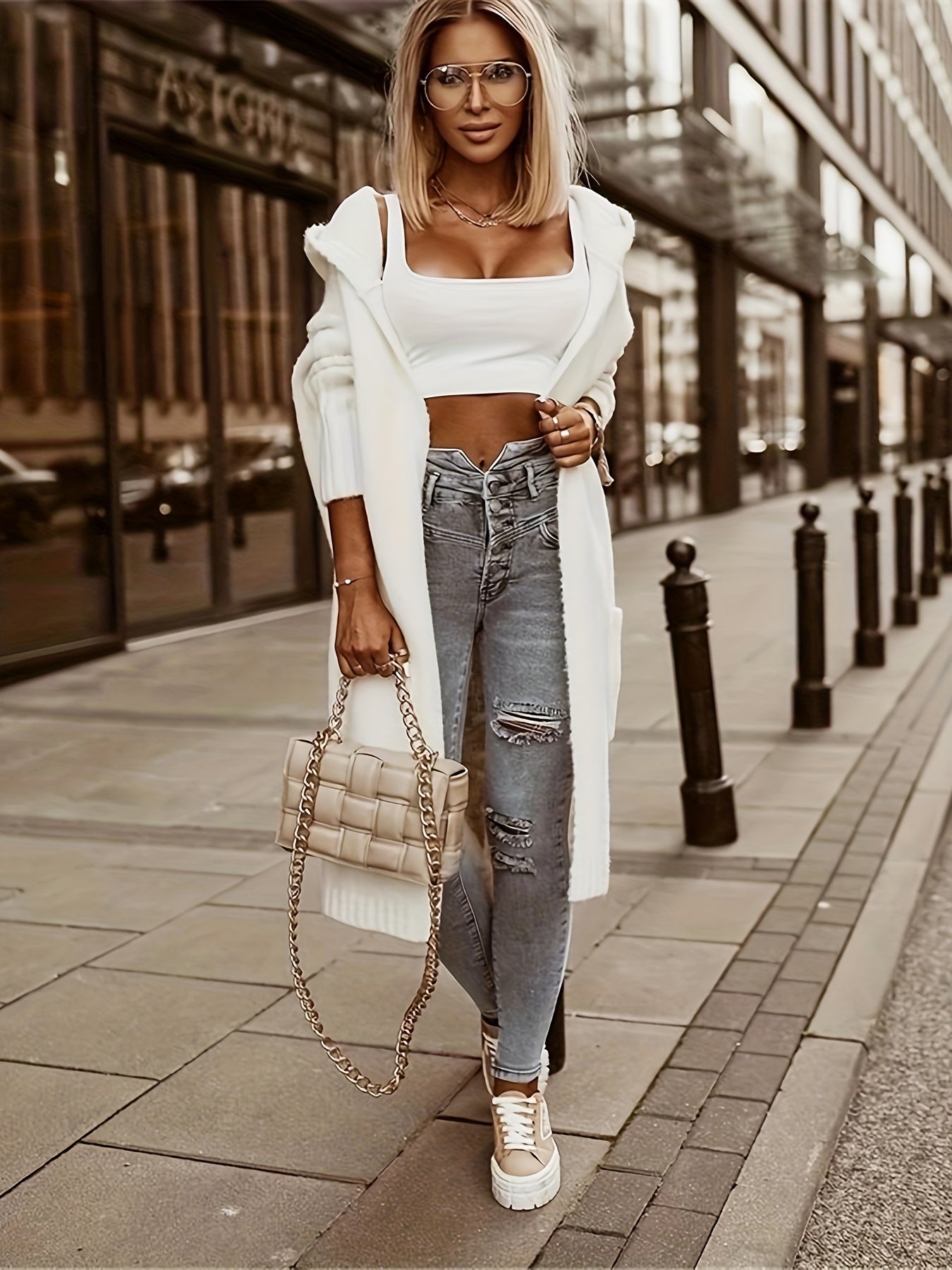 Solid Open Front Hooded Cardigan TY5743 Furdela