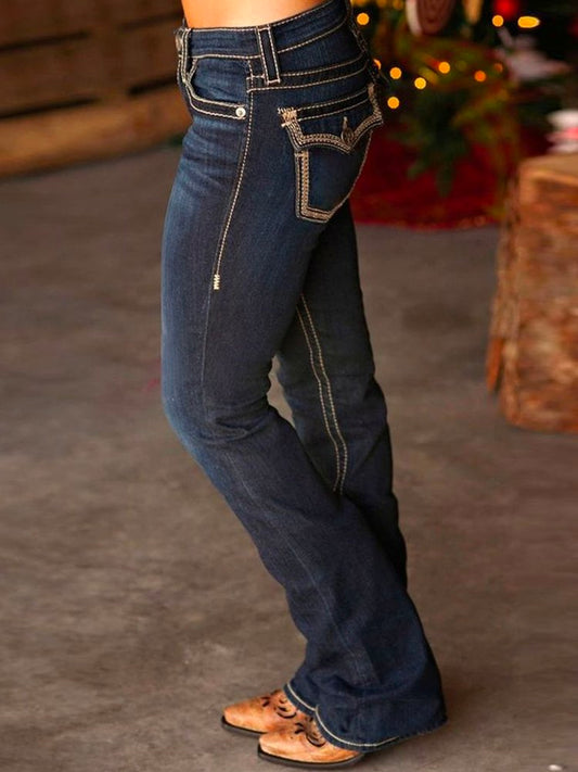 Christmas Plain Casual Denim Loose Jeans  WK113