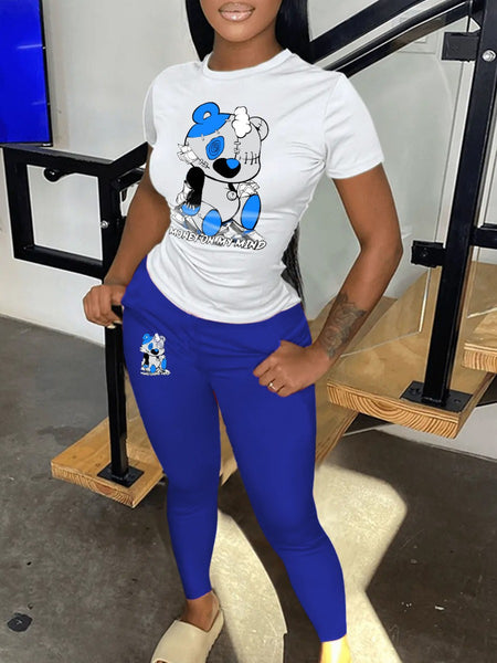 Cartoon Letter Print Shorts Set AR5012