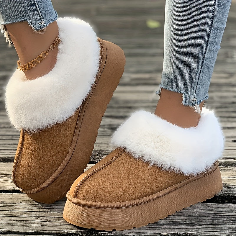 Fall Aesthetic Thermal Plush Lined Furry Snow Boots RG6710 Furdela