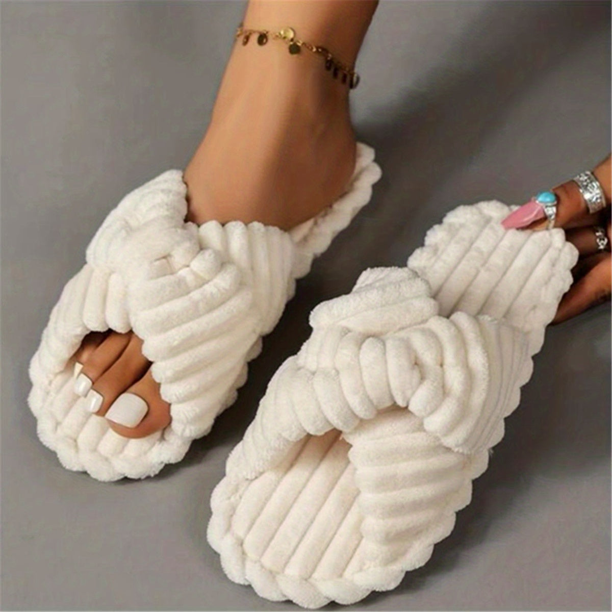 Women's Solid Color Home Slippers YT7412 Furdela