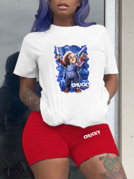 Drawstring Print Regular Two-piece Pants Set AT8053