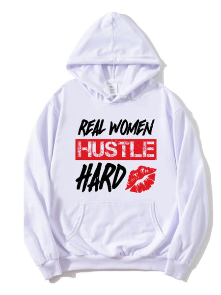 Plus Size Hustle Hard Lip Letter Print Kangaroo Pocket Tracksuit Set AR5015