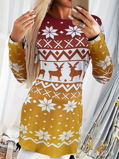 Christmas Deer Print Bodycon Dress DF2041 Furdela