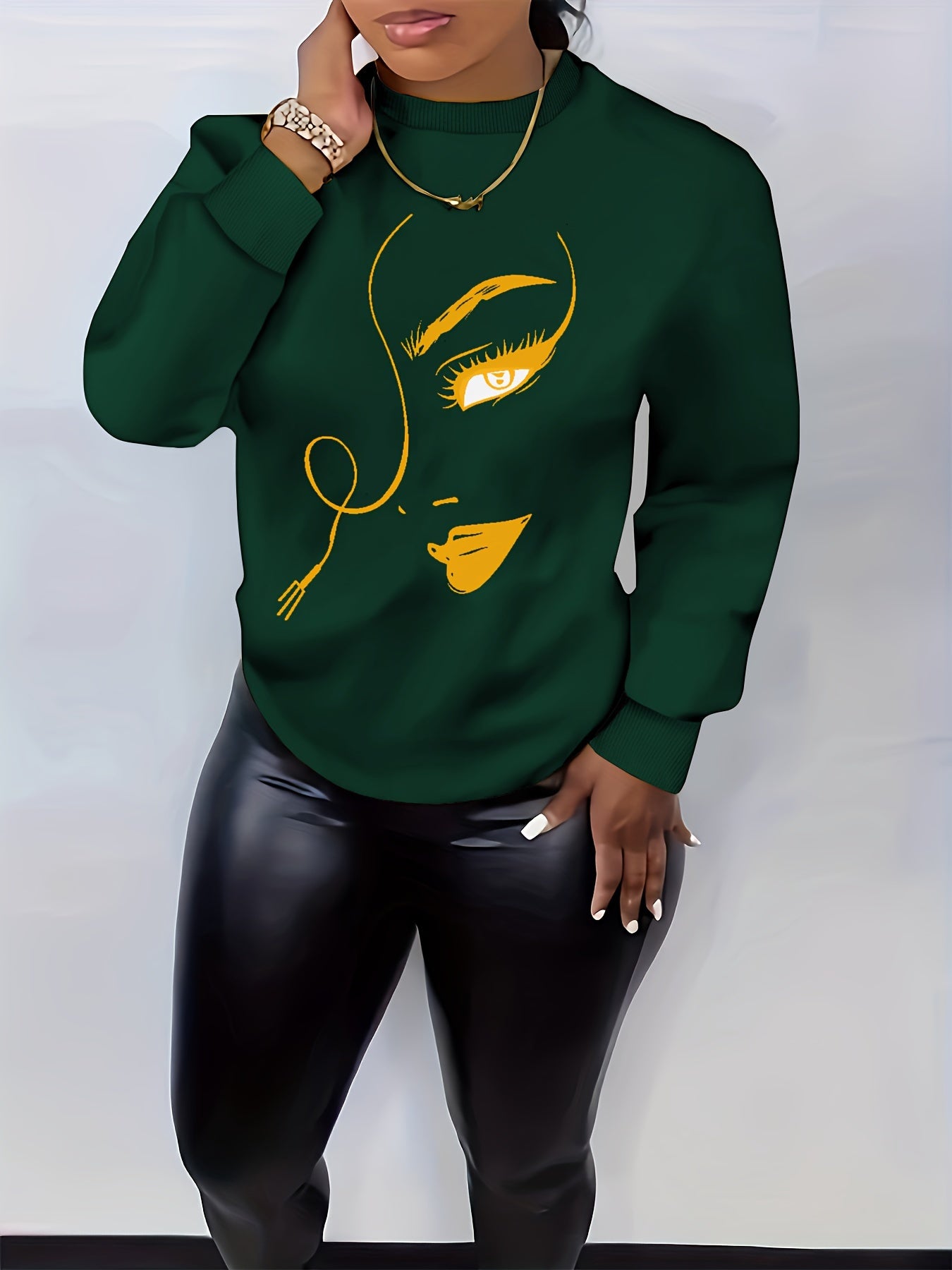 Graphic Print Pullover Sweatshirt FG3549 Furdela