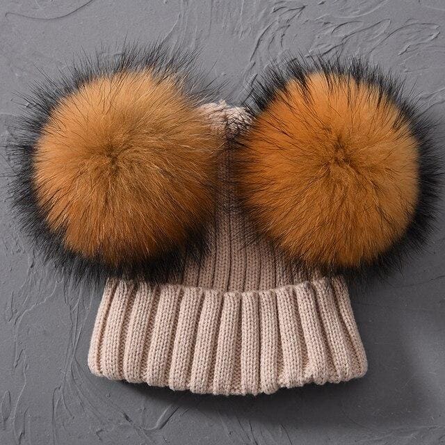 Adult Winter Real Fur Ball Beanie Hat - Furdela Wholesale