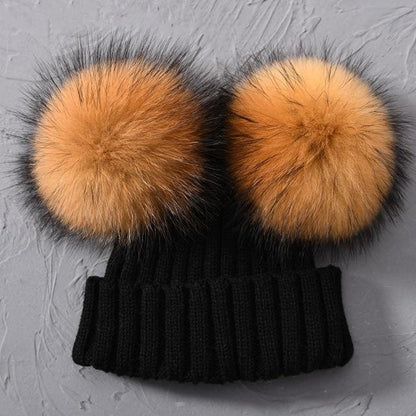 Adult Winter Real Fur Ball Beanie Hat - Furdela Wholesale