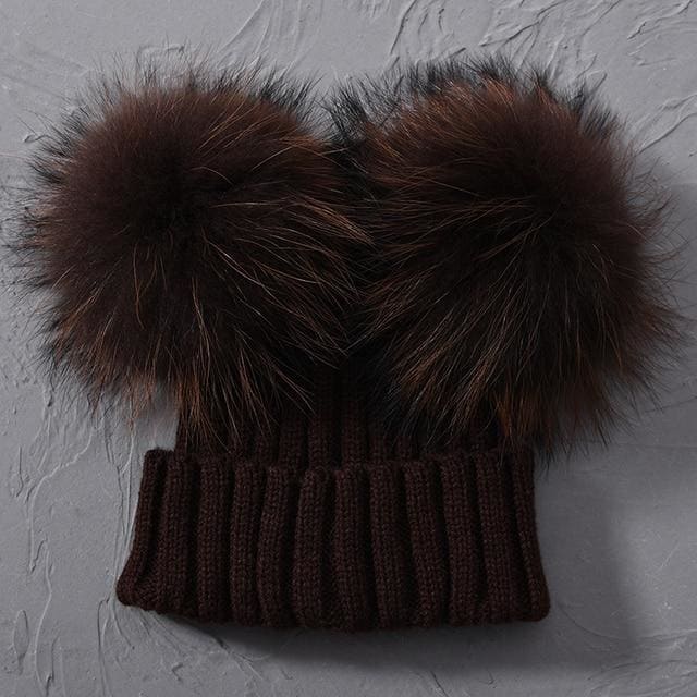 Adult Winter Real Fur Ball Beanie Hat - Furdela Wholesale