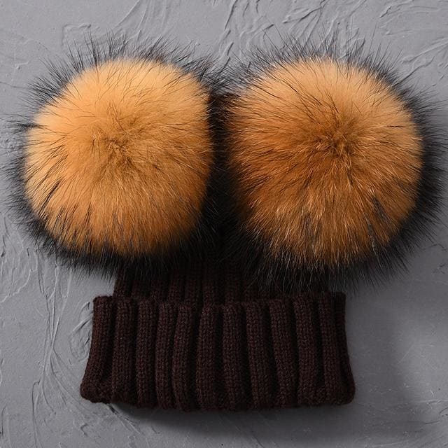 Adult Winter Real Fur Ball Beanie Hat - Furdela Wholesale