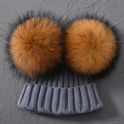 Adult Winter Real Fur Ball Beanie Hat - Furdela Wholesale