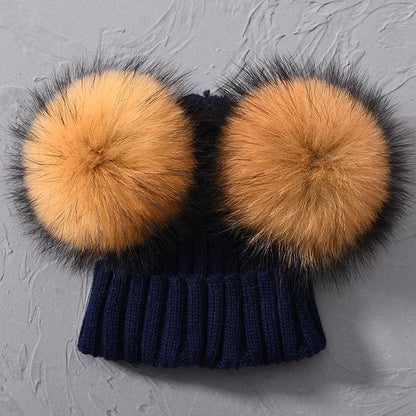 Adult Winter Real Fur Ball Beanie Hat - Furdela Wholesale