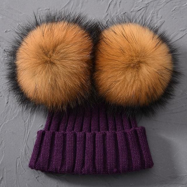 Adult Winter Real Fur Ball Beanie Hat - Furdela Wholesale