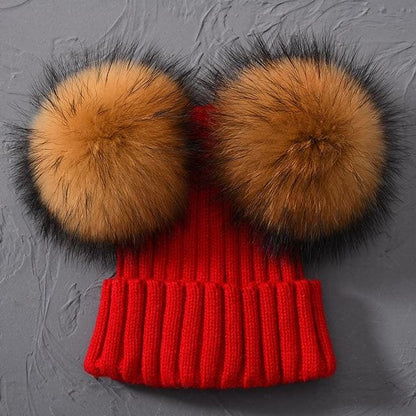 Adult Winter Real Fur Ball Beanie Hat - Furdela Wholesale