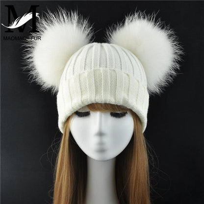 Adult Winter Real Fur Ball Beanie Hat - Furdela Wholesale