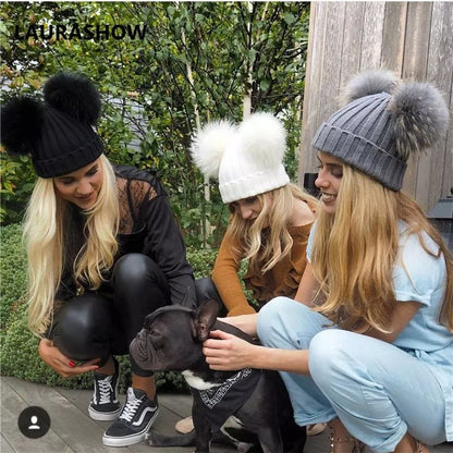 Adult Winter Real Fur Ball Beanie Hat - Furdela Wholesale