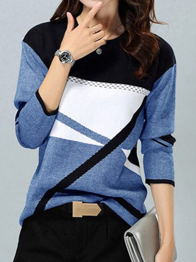 Fit Geometric Elegant Crew Neck T-shirt QAL10