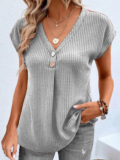 V Neck Plain Casual Shirt  mm284