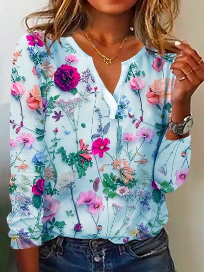 Long Sleeve Floral Casual T-Shirt QAL55