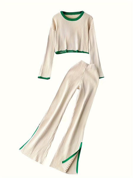 Contrast Trim Casual Two-piece Set EH2704 Furdela