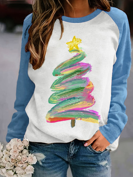 Christmas Tree Print Pullover Sweatshirt RK6301 Furdela