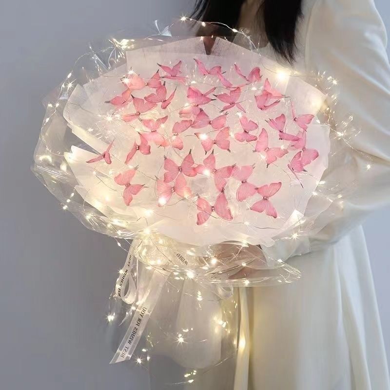 DIY Butterfly Wish you the best Flower Led Bouquet - Furdela