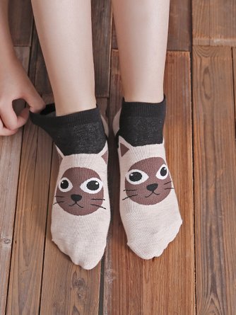 Daily Casual Cat And Dog Pattern Cotton Socks Fun Cartoon Accessories VT6