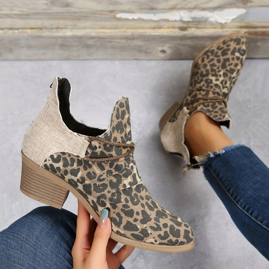 Women's Leopard Print Ankle Boots TJ8741 Furdela