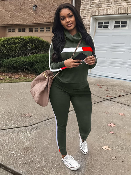 Striped Graphic 2 Piece Tracksuit Outfits LO7413 Furdela